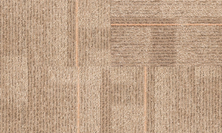 Textured beige carpet with a checkered pattern
