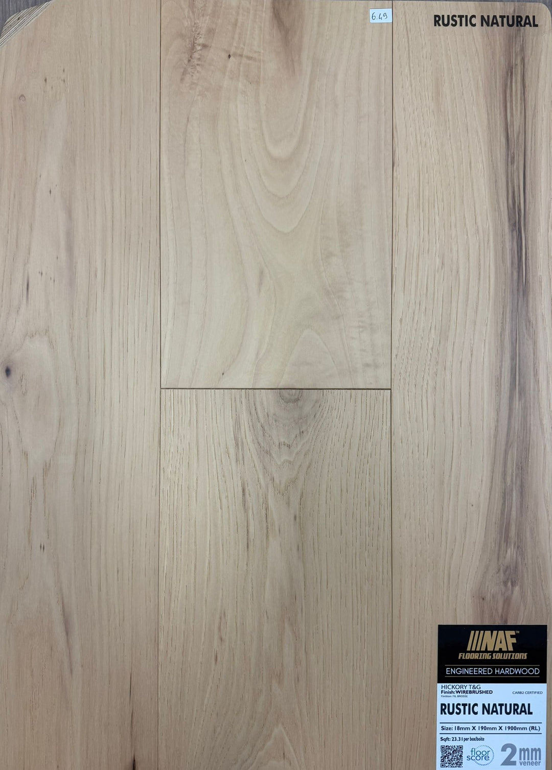 Rustic Natural - NAF 7.5''x18mm HICKORY Engineered Hardwood