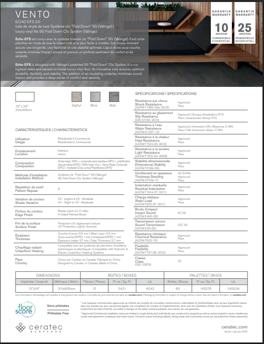 Vento Zephyr - Ceratec Vinyl Tile 5.7mm Echo EFS 2.0