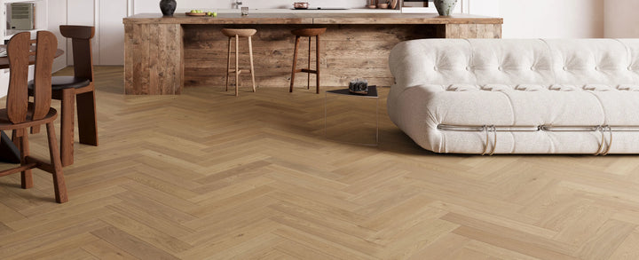 Slate Wharf Herringbone - Fuzion Victoria White Oak 5" x 9/16" x 24" Engineered Hardwood