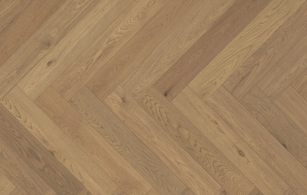 Slate Wharf Herringbone - Fuzion Victoria White Oak 5" x 9/16" x 24" Engineered Hardwood