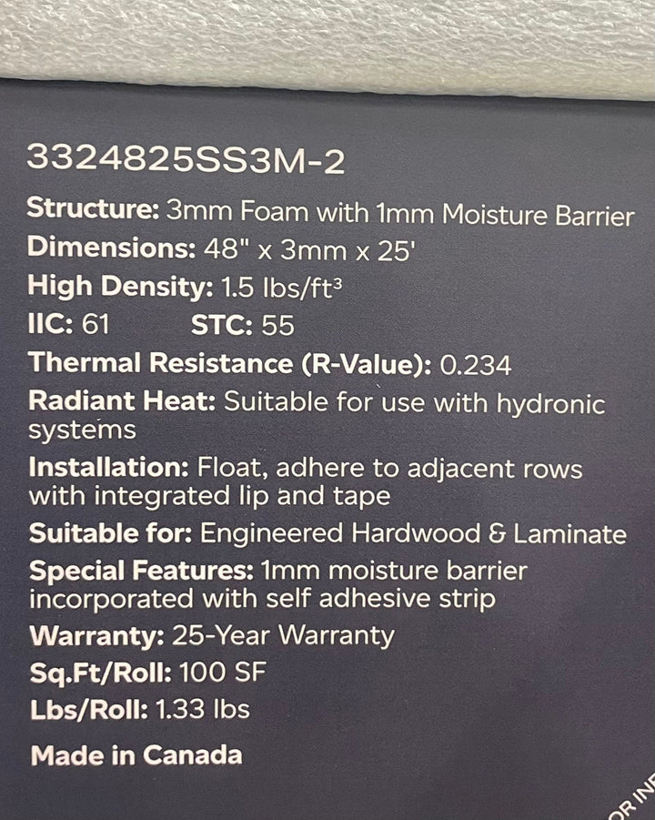 Smooth & Simple 3mm Foam with 1mm Moisture Barrier Fuzion Underlay