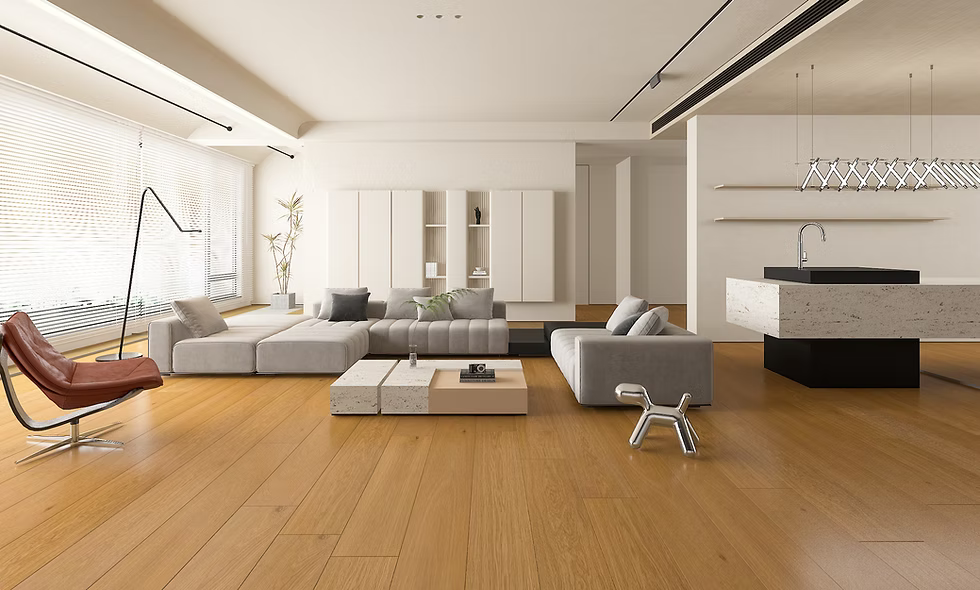 Snowhaze ABC Woden Lumine Collection European oak engineered hardwood flooring featuring wide planks and a strong 4mm Veneer layer. 