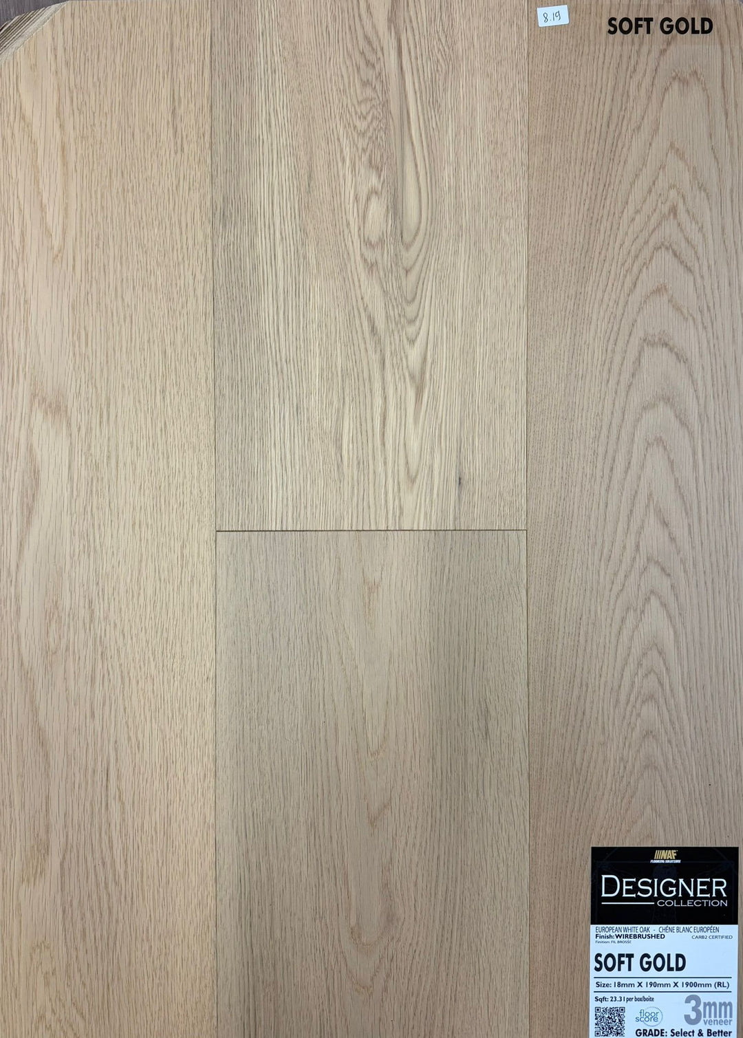Soft Gold - NAF 7.5''x 18mm DESIGNER Oak Engineered Hardwood