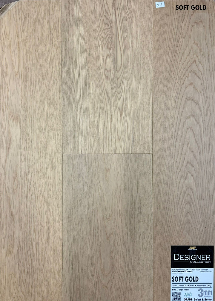 Soft Gold - NAF 7.5''x 18mm DESIGNER Oak Engineered Hardwood