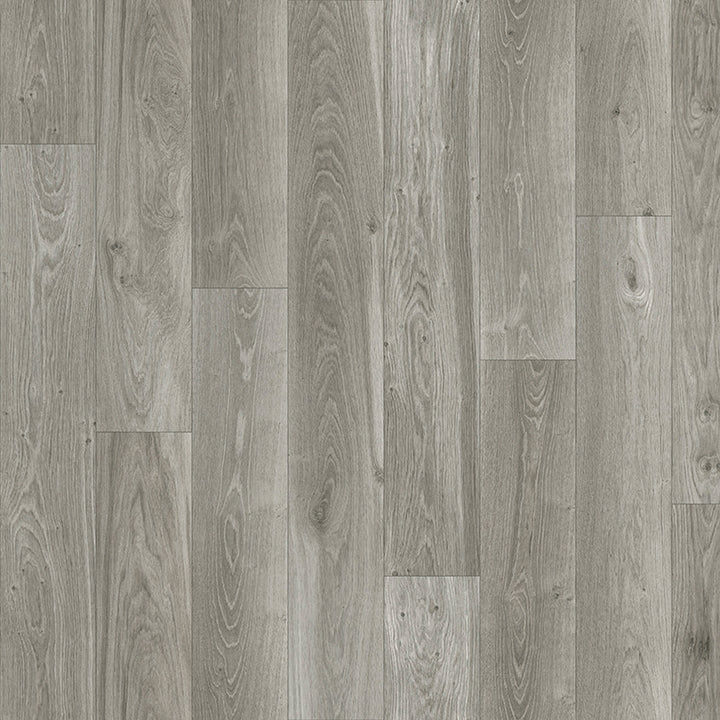 Close-up of gray wood-patterned flooring