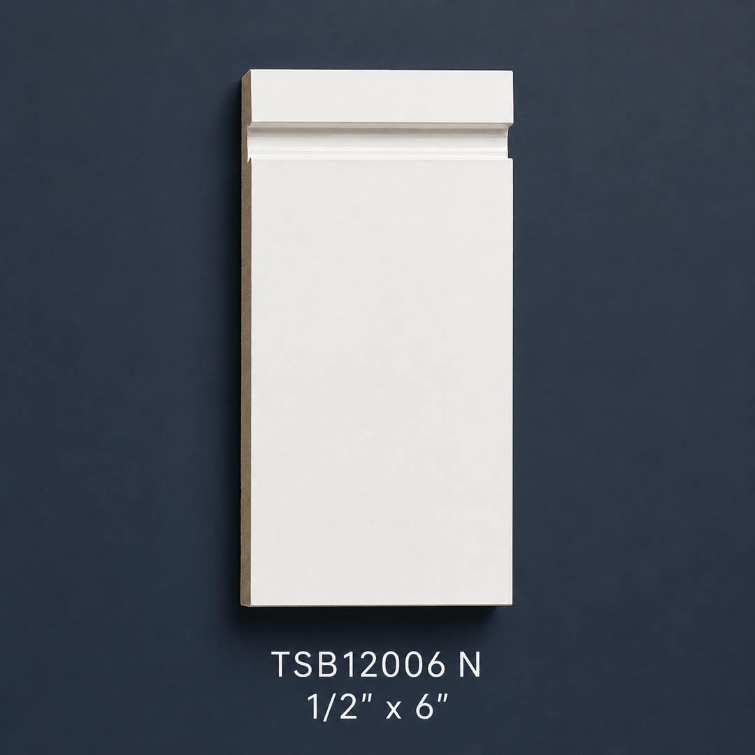 Flat Groove (Notch) Baseboard 6" TSB12006N - Tosca