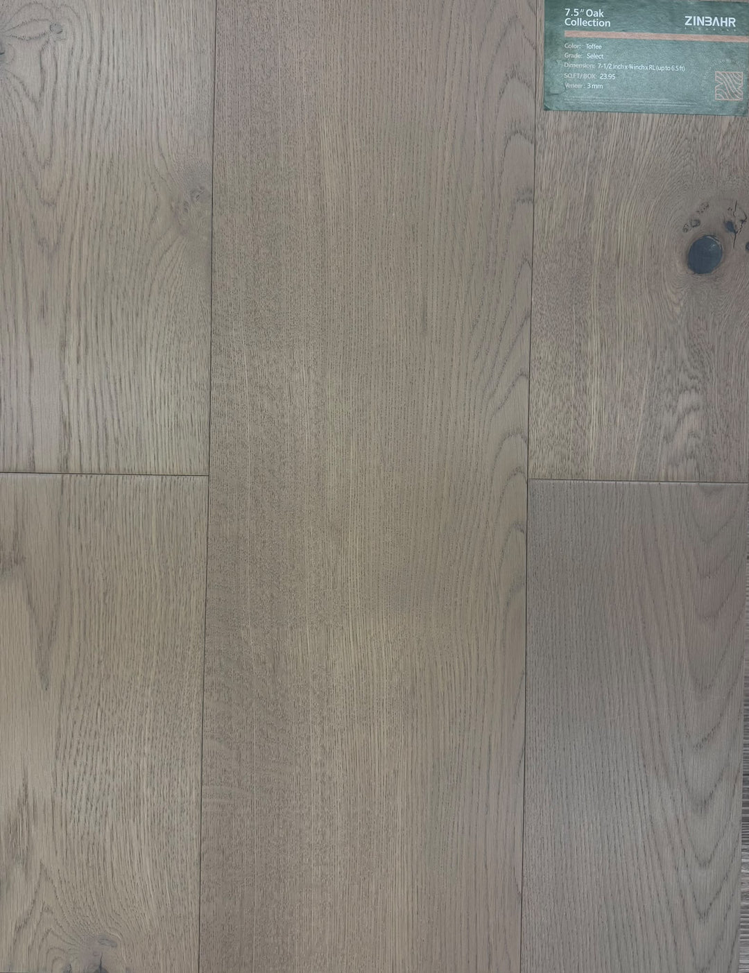 Toffee - Zinbahr 7.5" Oak Collection Engineered Hardwood ¾"