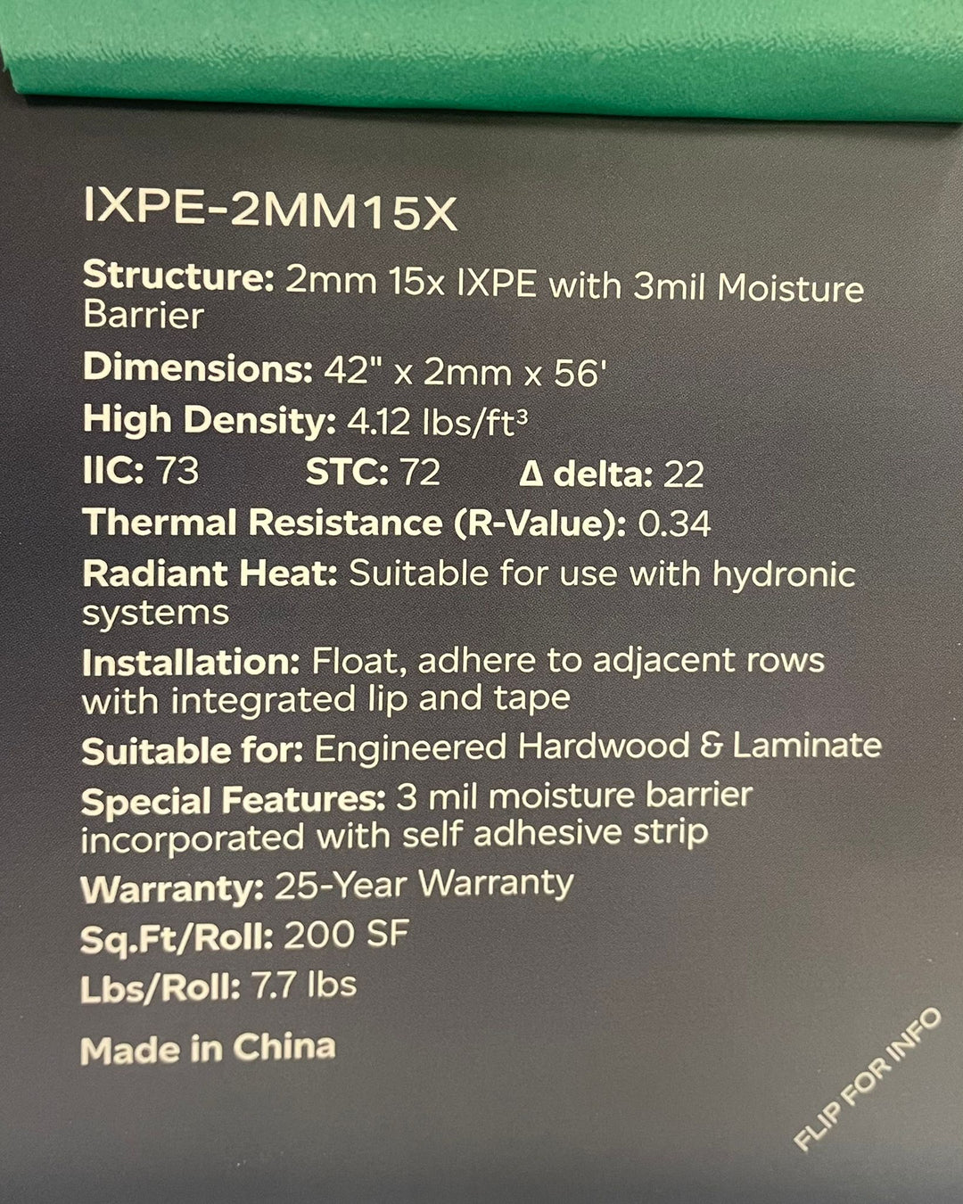 True Emerald 2mm 15x IXPE with 3mil Moisture Barrier Fuzion Underlay