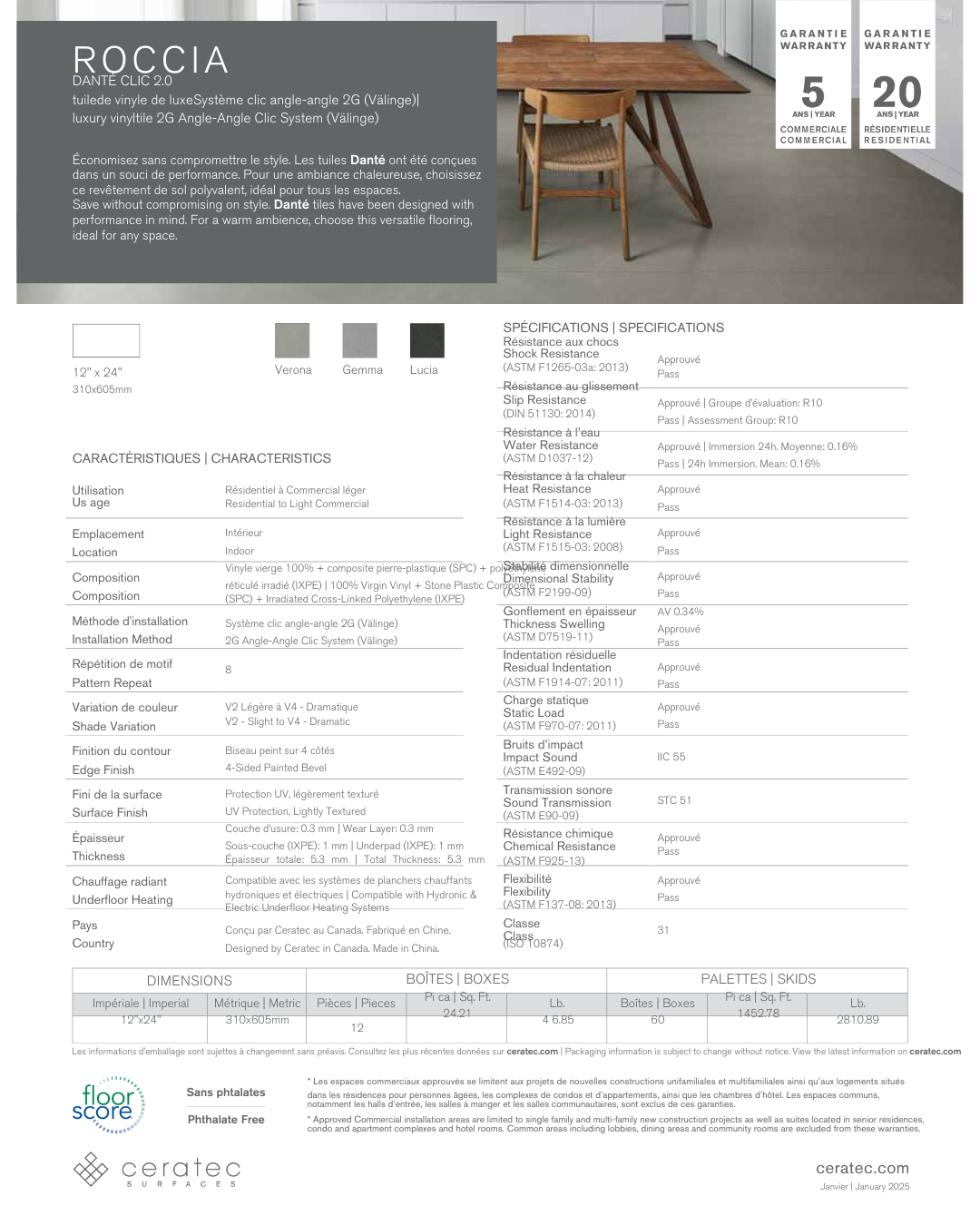 Roccia Lucia - Ceratec Vinyl Tile 5.3mm Dante Clic 2.0