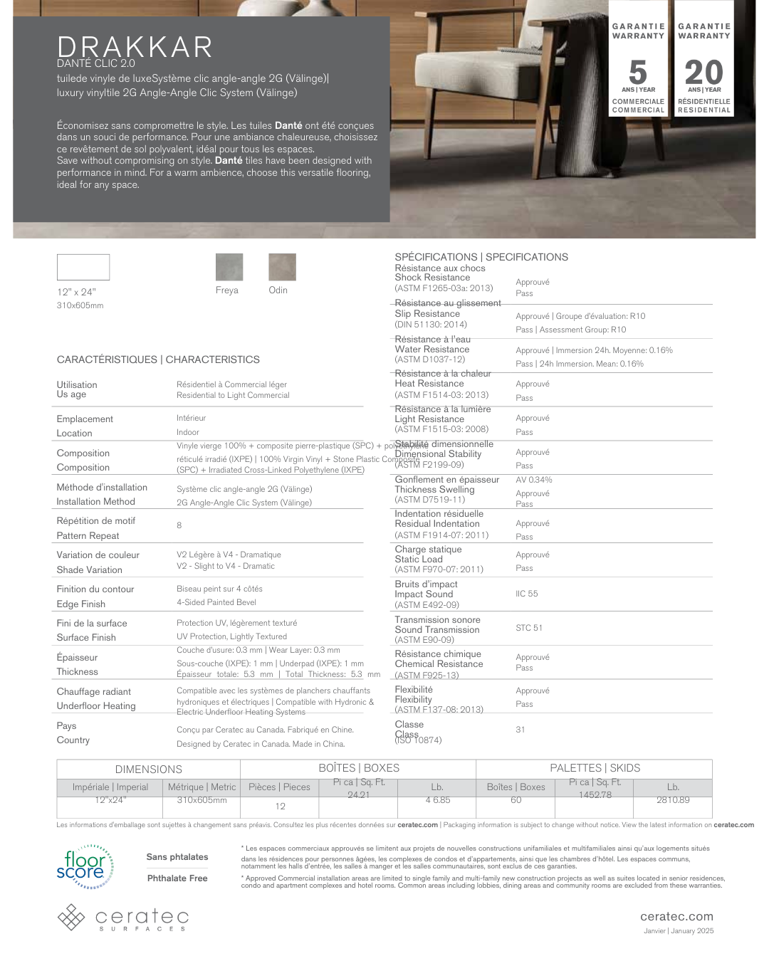 Drakkar Freya - Ceratec Vinyl Tile 5.3mm Dante Clic 2.0