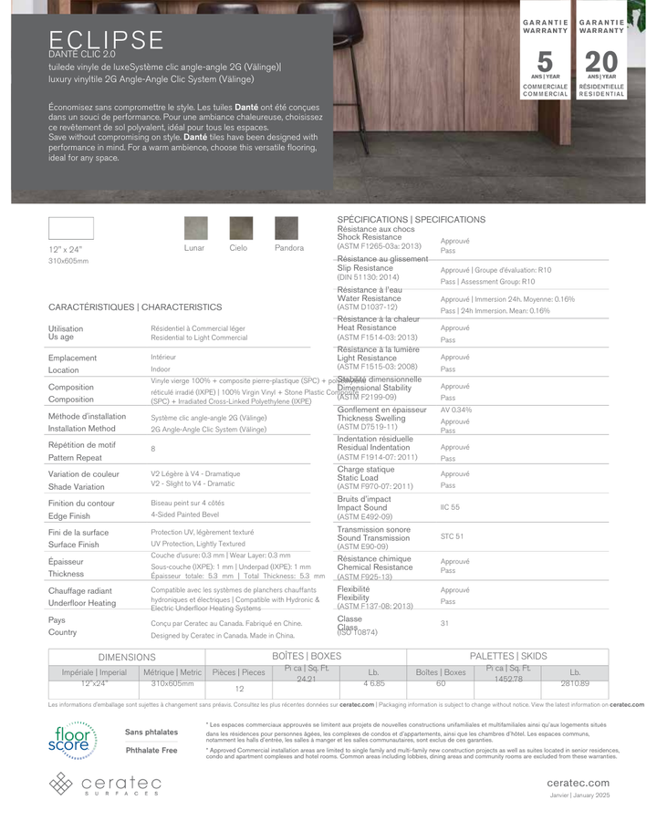 Eclipse Cielo - Ceratec Vinyl Tile 5.3mm Dante Clic 2.0
