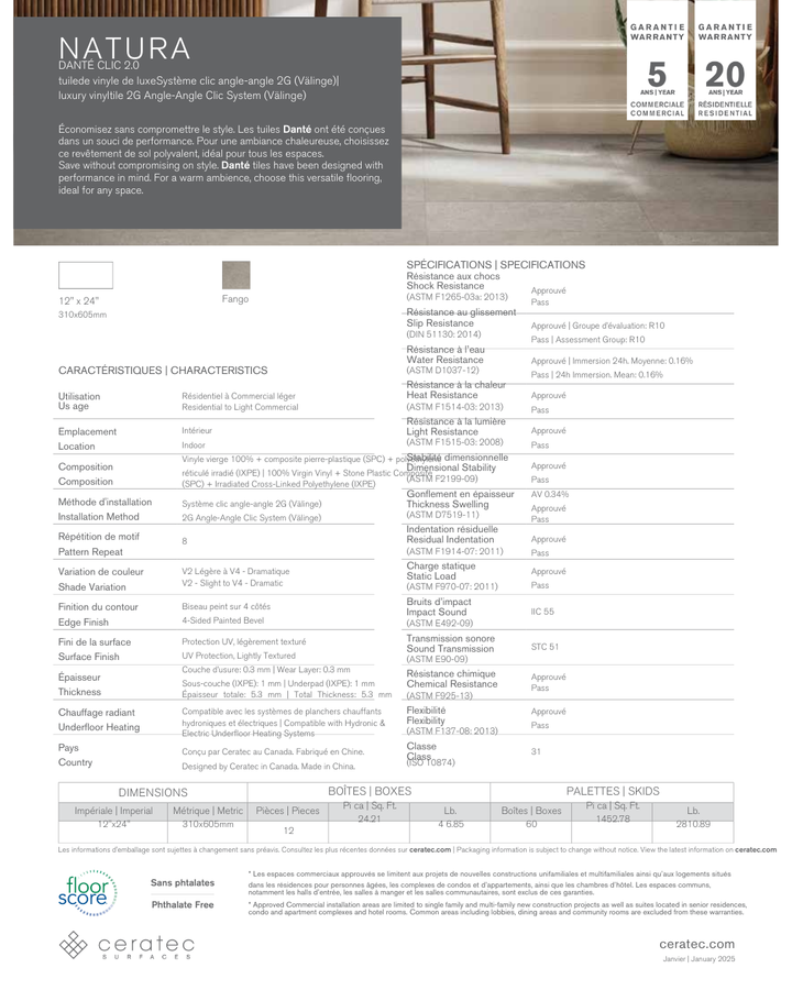 Natura Fango - Ceratec Vinyl Tile 5.3mm Dante Clic 2.0