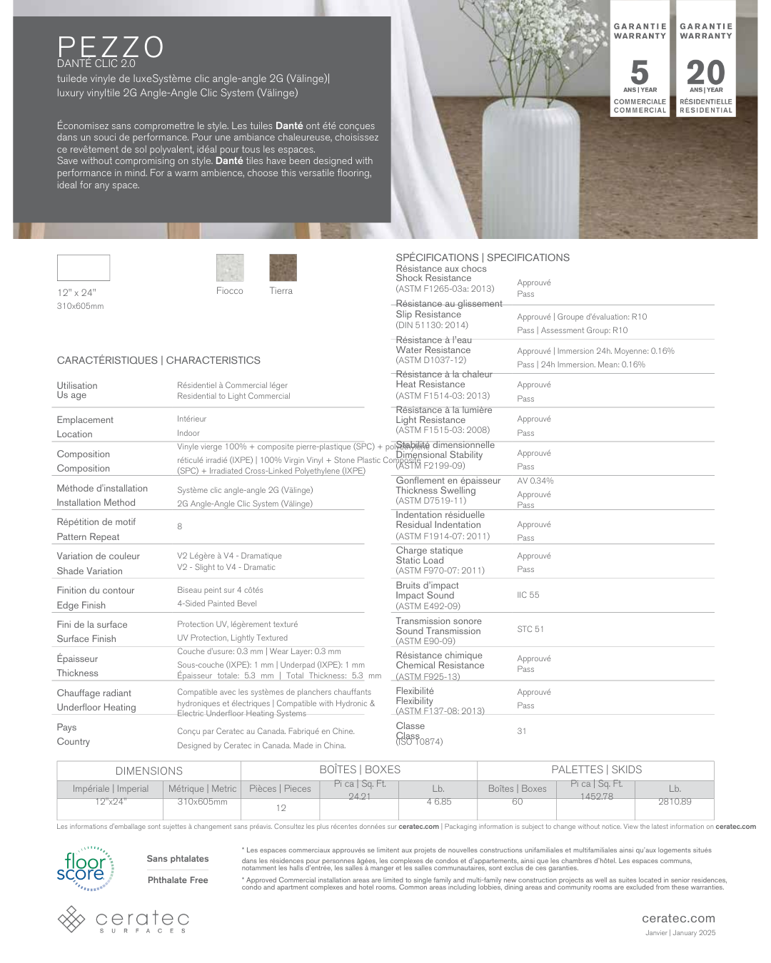 Pezzo Tierra - Ceratec Vinyl Tile 5.3mm Dante Clic 2.0