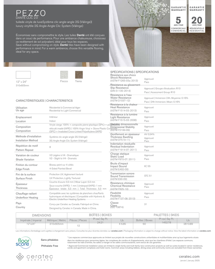 Pezzo Tierra - Ceratec Vinyl Tile 5.3mm Dante Clic 2.0
