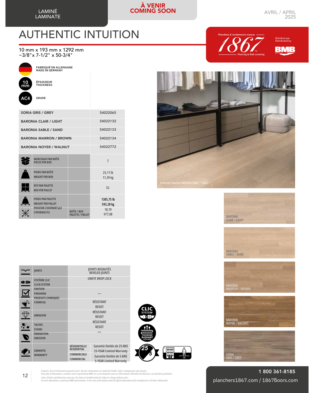 Baronia Noyer - 1867 Flooring 10mm Laminate Authentic Intuition Collection