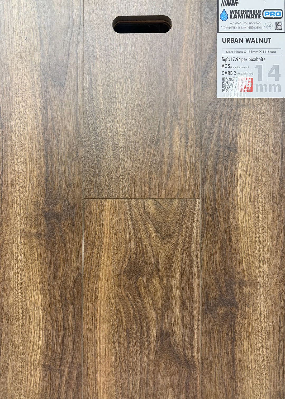 Urban Walnut - NAF 14mm Waterproof Laminate Pro with Underlay