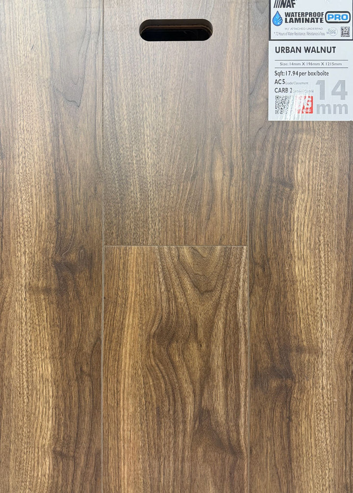 Urban Walnut - NAF 14mm Waterproof Laminate Pro with Underlay
