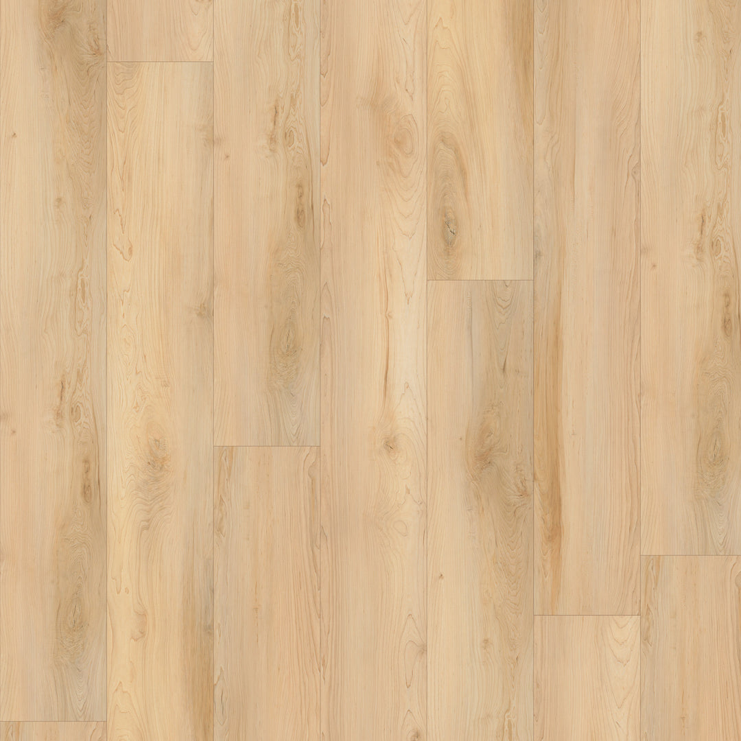 Close-up of a wooden floor with a light brown color and visible grain pattern.