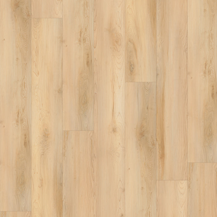 Close-up of a wooden floor with a light brown color and visible grain pattern.