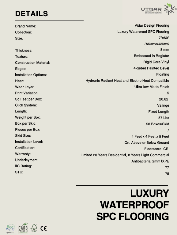 Sky VS88 - Vidar Flooring 8mm SPC Vinyl