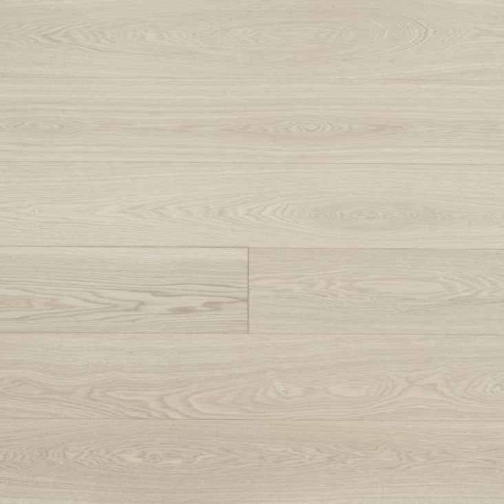 A close up of VIDAR premium white ash engineered hardwood flooring.