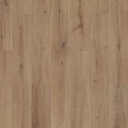 Light oak wood flooring planks with visible grain, knots, and natural tonal variation in warm beige-brown tones.