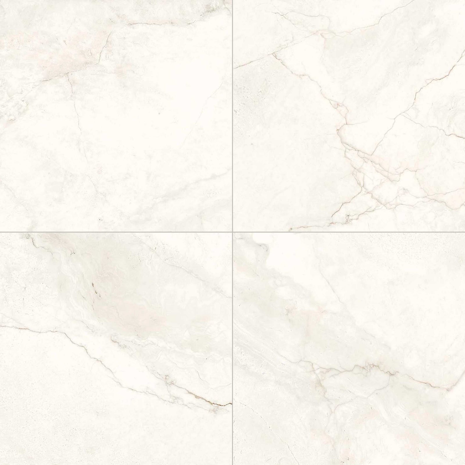 Ceratec 24x24 floor and wall tile, white marble tile pattern. 