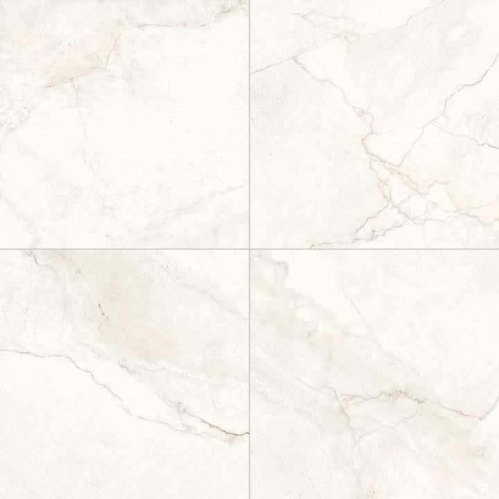 Ceratec 24x24 floor and wall tile, white marble tile pattern. 