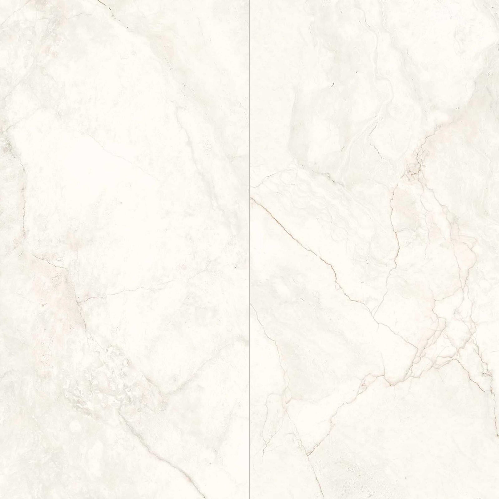Ceratec 24x48 floor and wall tile, white marble tiles with subtle veining pattern