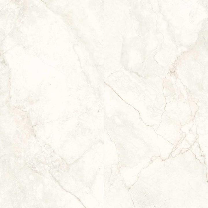 Ceratec 24x48 floor and wall tile, white marble tiles with subtle veining pattern
