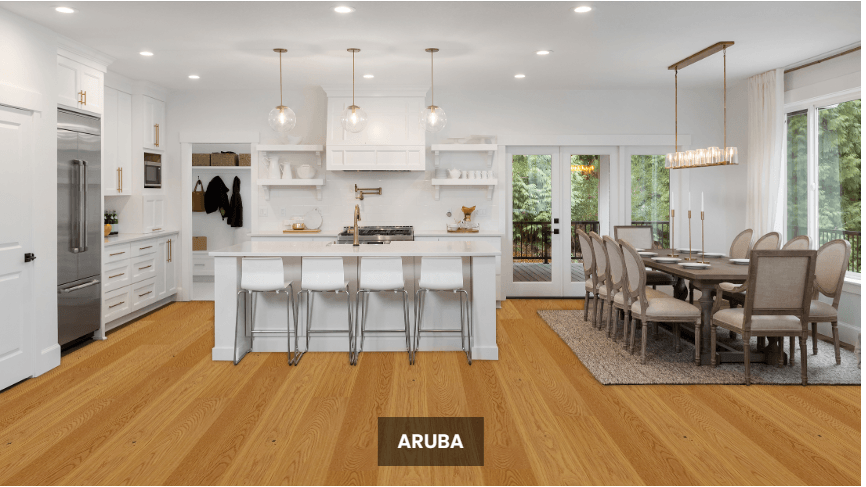 A bright and inviting room showing the rich, natural tones of NAF engineered hardwood flooring.