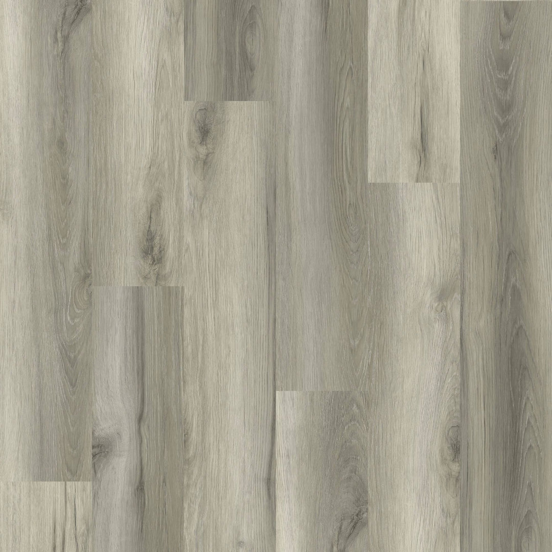 Close-up of a wood-patterned floor tile with a neutral color scheme.