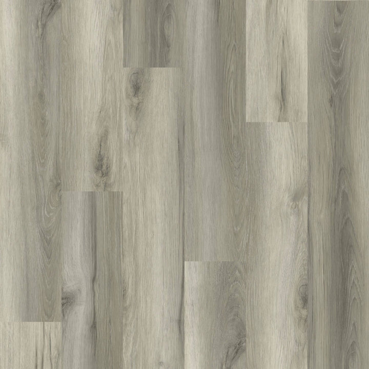 Close-up of a wood-patterned floor tile with a neutral color scheme.