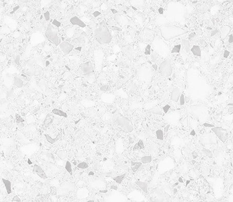 Opulence porcelain tile in white terrazzo pattern. Available in different sizes. 
