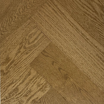 A close up of Bare LUCID premium engineered hardwood herringbone flooring from Canadian Standard.
