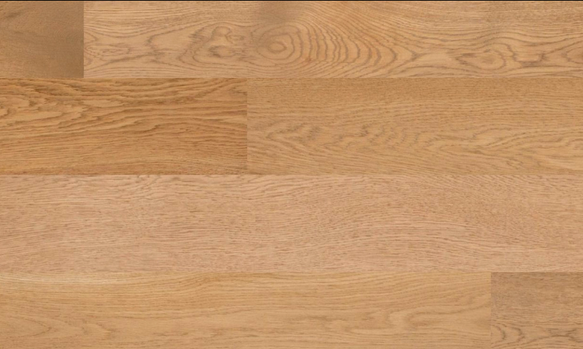 Close-up of Fusion Barista engineered oak/maple hardwood flooring from Bistro collection showing wire-brushed texture, T&G joint, 5" wide plank detail. Available at Advanced Flooring Waterloo. 