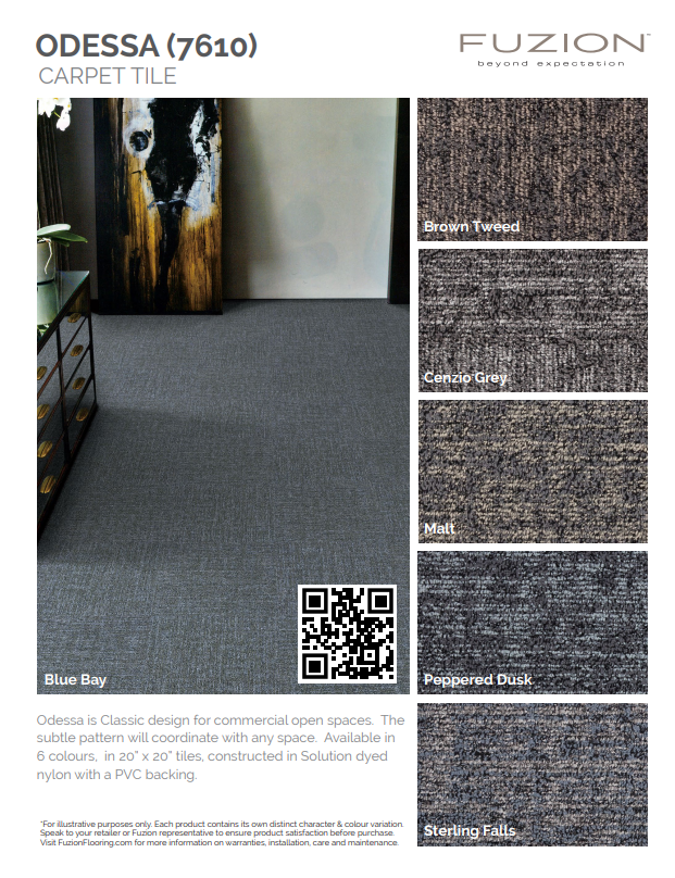 Blue Bay - Fuzion Carpet tile - Odessa Collection (7610)