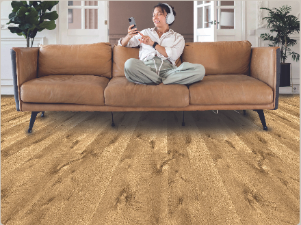 Boticelli engineered oak hardwood flooring installed in a modern interior with wide 8 1/2 inch planks, from Fuzion’s Nouveau Renaissance Collection. Canada-wide delivery Available. 