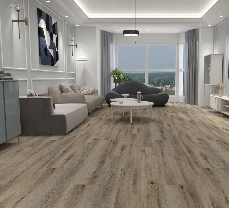 BRUSHED TIMBER VSP6294 - Fuzion SmartDrop Elite Pro 5mm luxury vinyl plank flooring featuring wide 9 1/4 inch planks, embossed wood texture, and durable waterproof construction.
