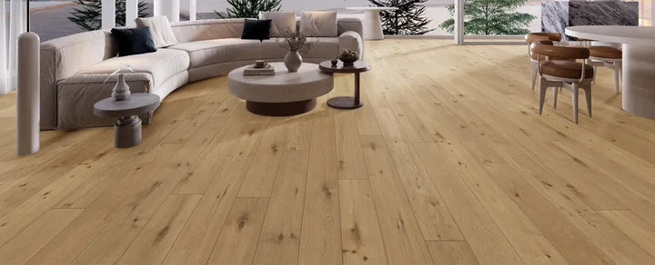 Room view of Cantabile engineered hardwood from Fuzion's Classical Elegance collection. Available at Advanced Flooring Waterloo.