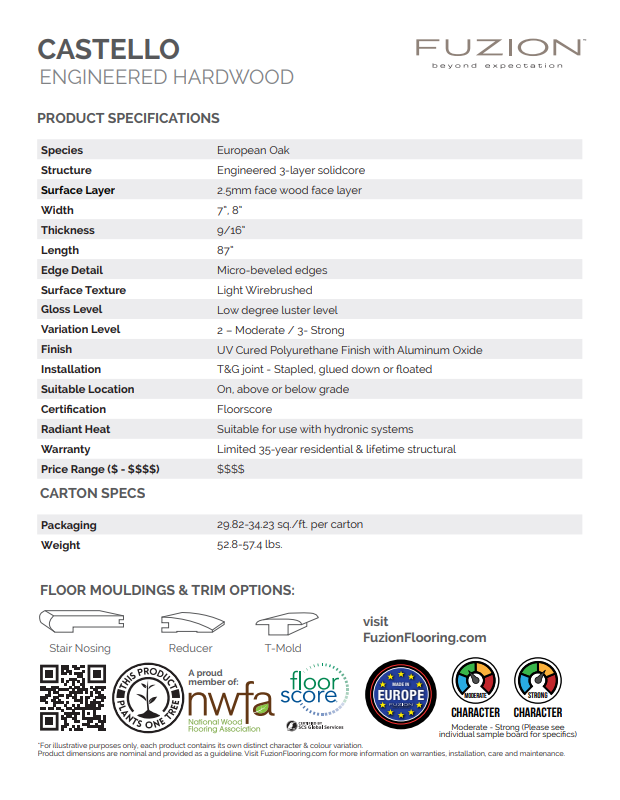 Citadel - Fuzion European Oak 7" x 3/4" Engineered Hardwood T&G