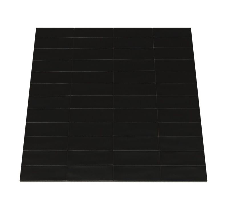 Ceratec Confetto 2x6 matte Nero black porcelain tile flooring and backsplash – sleek dark porcelain tile ideal for contemporary kitchens and bathrooms, available with tile installation in Waterloo and Kitchener from Advanced Flooring Waterloo.