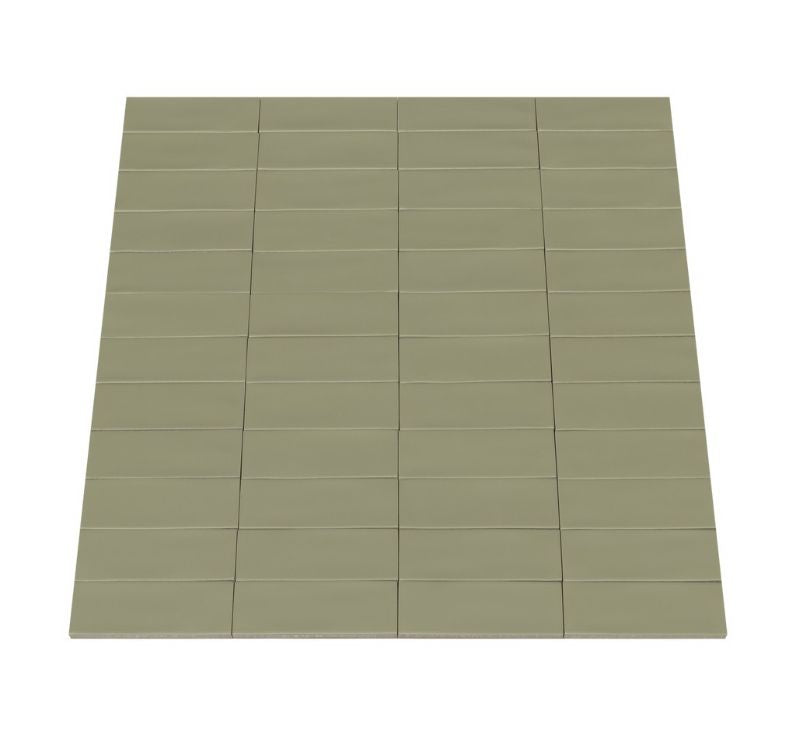 Ceratec Confetto 2x6 matte Salvia green porcelain tile flooring and wall tile – high-quality porcelain tile for kitchens and bathrooms, available at Advanced Flooring Waterloo with expert tile installation in Waterloo and Kitchener and Canada-wide delivery.