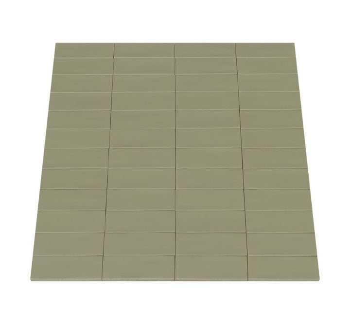Ceratec Confetto 2x6 matte Salvia green porcelain tile flooring and wall tile – high-quality porcelain tile for kitchens and bathrooms, available at Advanced Flooring Waterloo with expert tile installation in Waterloo and Kitchener and Canada-wide delivery.
