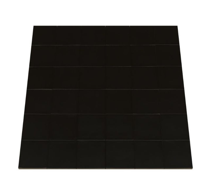 Ceratec Confetto 4x4 matte Nero black porcelain tile flooring and backsplash – elegant porcelain tiles for modern kitchen and bathroom designs, sold by Advanced Flooring Waterloo with nationwide Canadian shipping.