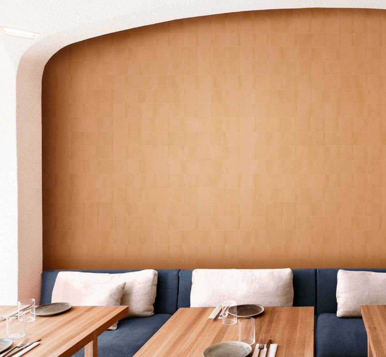 Ceratec Confetto 4x4 matte terracotta porcelain tile flooring and wall tile – handcrafted-look porcelain tiles with a rich earthy tone, ideal for cafés, restaurants, and feature walls, available at Advanced Flooring Waterloo for Canada-wide delivery.