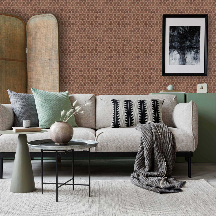 Hexacotta mosaic tile sheet Ceratec Duna, Romana, and Marmara hexagon design Advanced Flooring