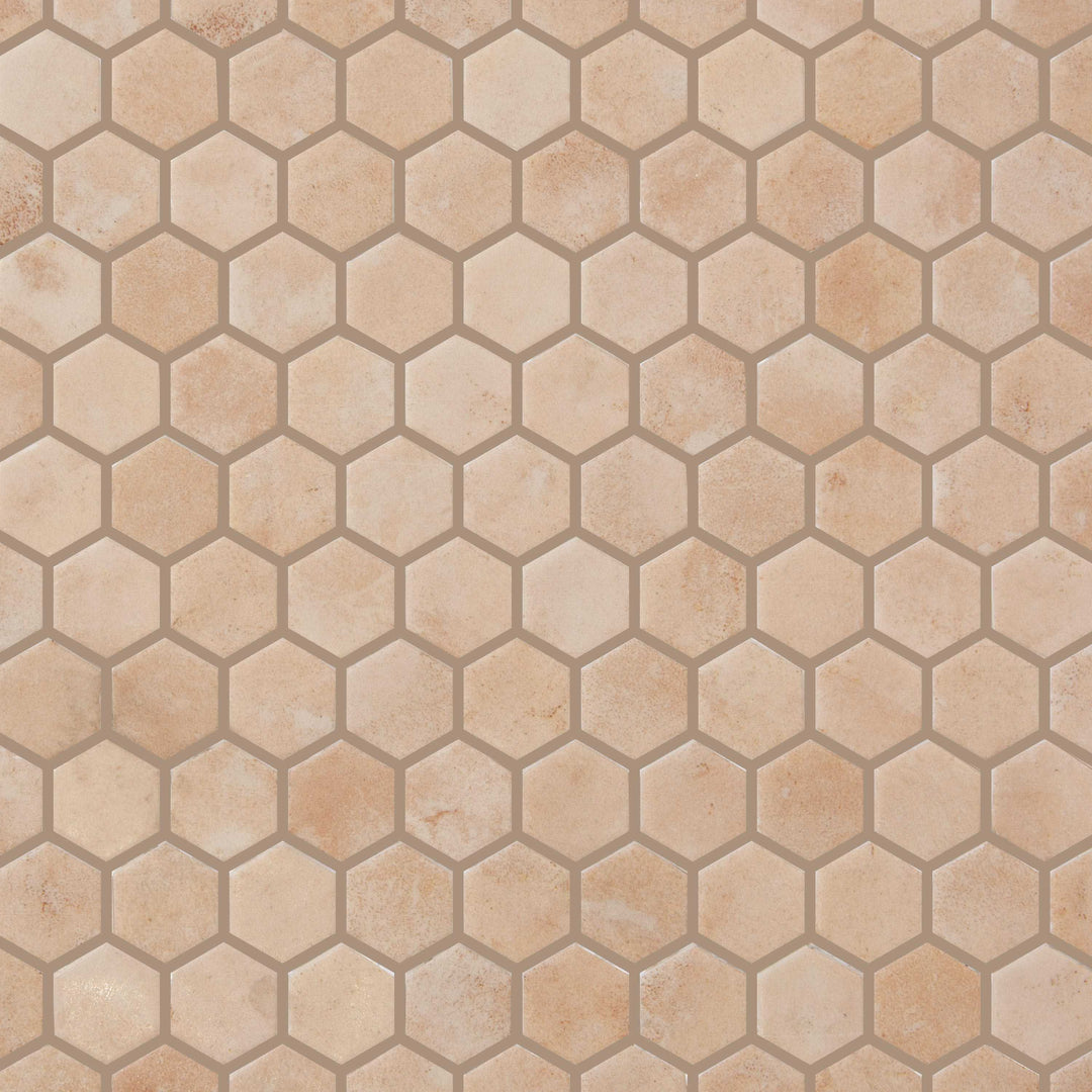 Ceratec Hexacotta hexagon mosaic tile Duna matte white with soft being color Advanced Flooring