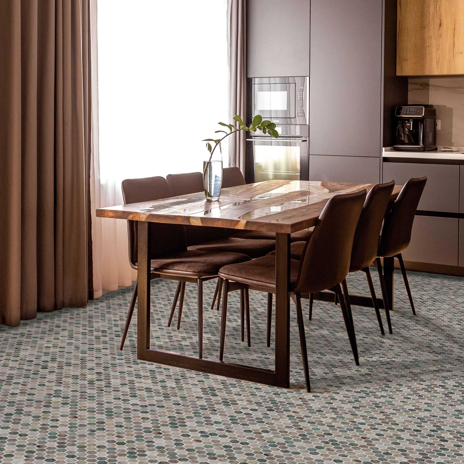 Ceratec Hexacotta mosaic tile sheet hexagon pattern marble look surface detail Advanced Flooring